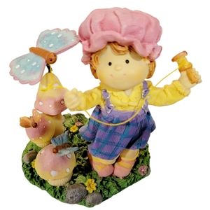 Mushroom Butterfly Cottage Core Figurine Little Girl Nursery Decor.